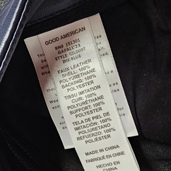 Good American Better Than Leather Faux Leather Pants, Blue, Straight Leg, Size 6 - Picture 9 of 10